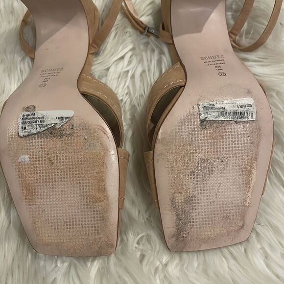 Schutz Anayra Nubuck Honey Beige Sandals - Picture 5 of 7